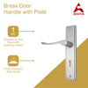 Brass Door Handle with Plate - Satin Nickel