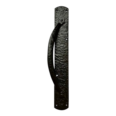 15.1" Black Antique Iron Door Pull with Plate (Black Powder Coated) – Furniture Door Pull Antique – Hardware Door Handles – Elegant Design Door Pulls