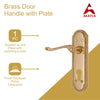 Brass Door Handle with Plate - Polish Lacquered