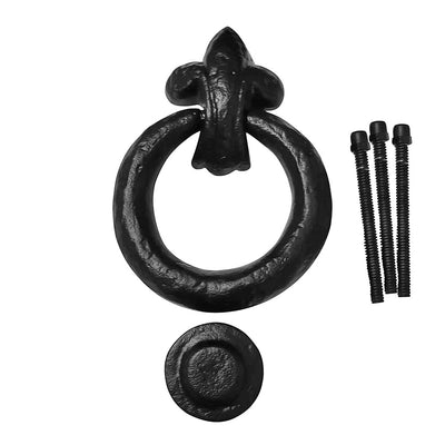 Black Cast Iron Door Knocker for Front Door - Exterior Home Door Knocker for Doors – Cast Iron Door Knocker Black Powder Coated