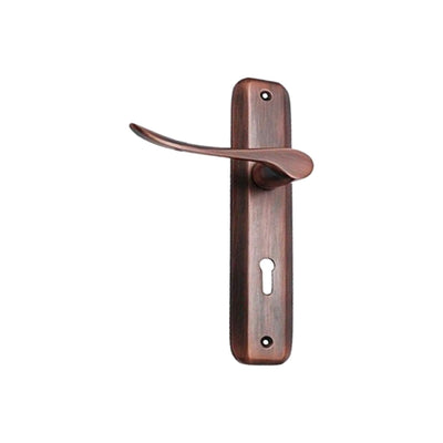 Brass Door Handle with Plate - Antique Copper