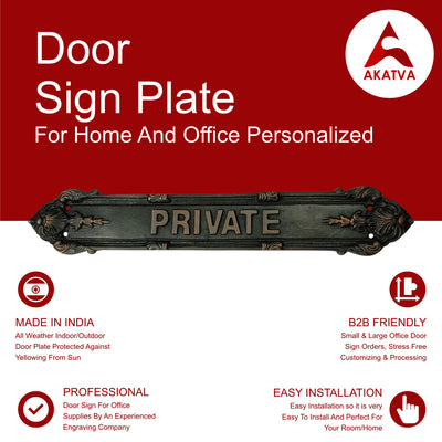 "Private" Brass Sign Plaque for House, Office or Restaurant - Oil Rubbed Bronze Finish