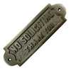 "No Soliciting Thank You" Brass Door Sign Plaque - Satin Nickel