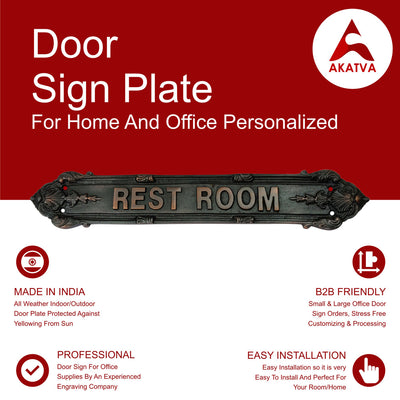 "Rest Room" Brass Sign Plaque for House, Office or Restaurant - Oil Rubbed Bronze Finish