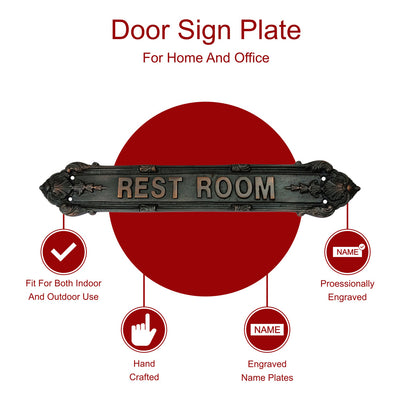 "Rest Room" Brass Sign Plaque for House, Office or Restaurant - Oil Rubbed Bronze Finish