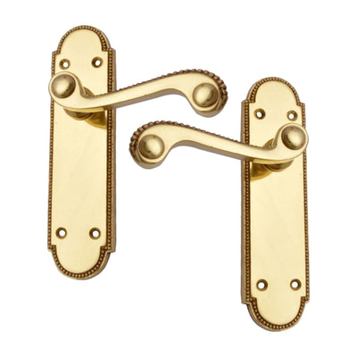 Brass Door Handle with Plate - Polish Lacquered