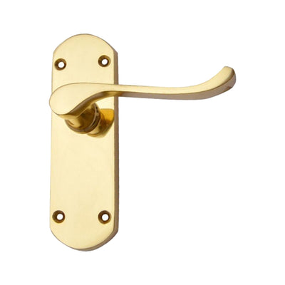 Brass Door Handle with Plate - Polish Lacquered