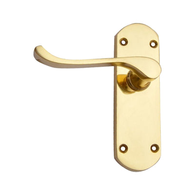 Brass Door Handle with Plate - Polish Lacquered