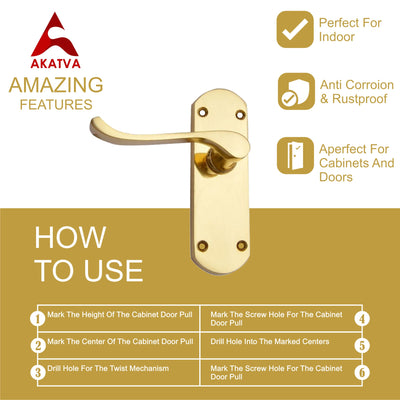 Brass Door Handle with Plate - Polish Lacquered