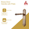 Brass Door Handle with Plate - Antique Brass