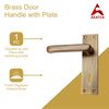 Brass Door Handle with Plate - Antique Brass