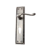 Brass Door Handle with Plate - Antique Brushed Nickel