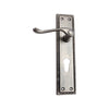 Brass Door Handle with Plate - Antique Brushed Nickel