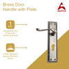 Brass Door Handle with Plate - Antique Brushed Nickel