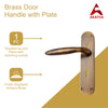 Brass Door Handle with Plate - Antique Brass