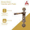 Brass Door Handle with Plate - Antique Brass