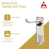 Brass Door Handle with Plate - Antique Brushed Nickel