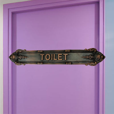 "Toilet" Brass Sign Plaque for Front Door Toilet Or Restaurant - Antique Copper Finish