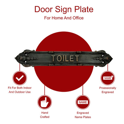 "Toilet" Brass Sign Plaque for House, Office Or Restaurant - Oil Rubbed Bronze Finish