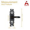 Black Iron Door Handle with Plate - Black Powder Coated Finish