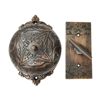 Brass Vintage Twist Bell with Key Plate  - Oil Rubbed Bronze Finish